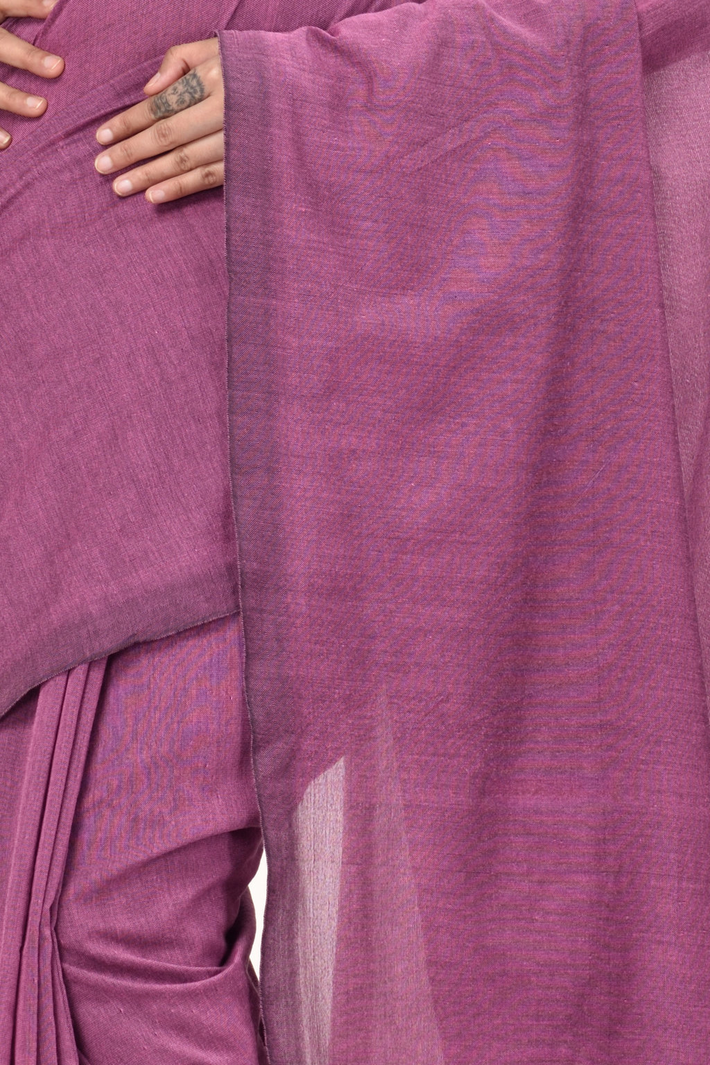 Purple Pure Cotton ThanKhadi Hand Loom Saree (465)